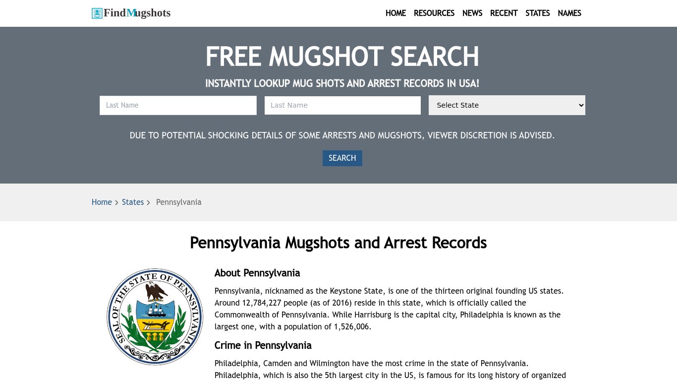Find Pennsylvania Mugshots - Find Mugshots