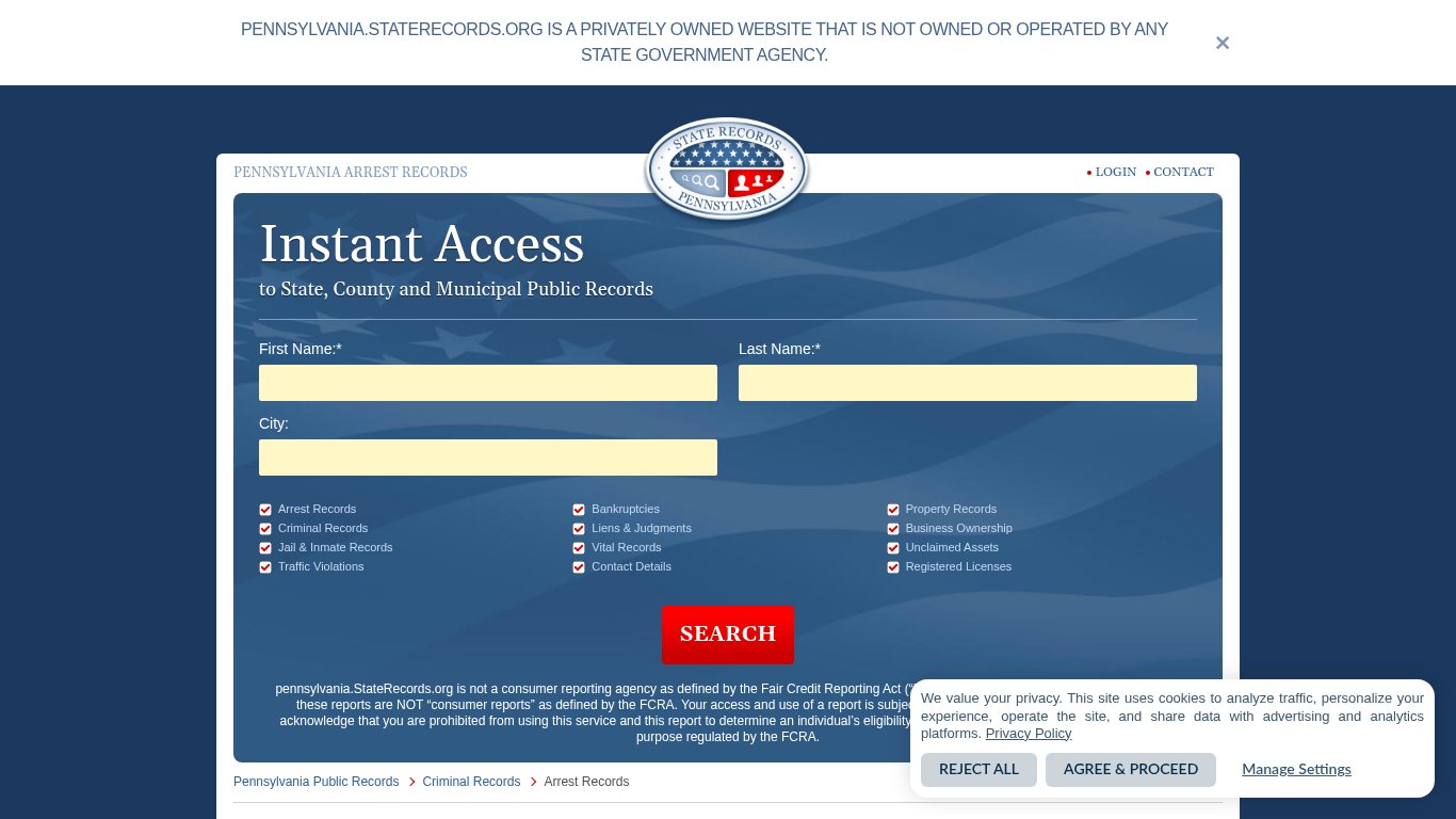 Pennsylvania Arrest Records | StateRecords.org