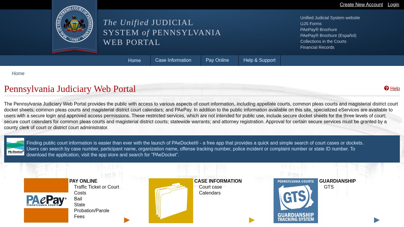 Pennsylvania Unified Judicial System Portal